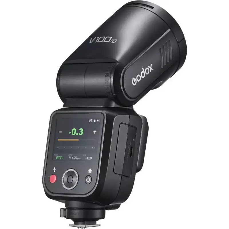 Flash Godox V100-F für Fujifilm — tragbarer Lithium-Ionen-Aufsteckblitz