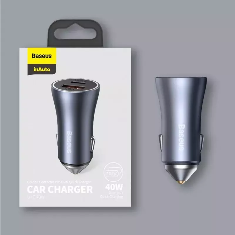 Auto-Ladegerät Baseus TZCCJD-0G 40W Dunkelgrau — USB-Fahrzeugnetzteil, 40W Ausgang
