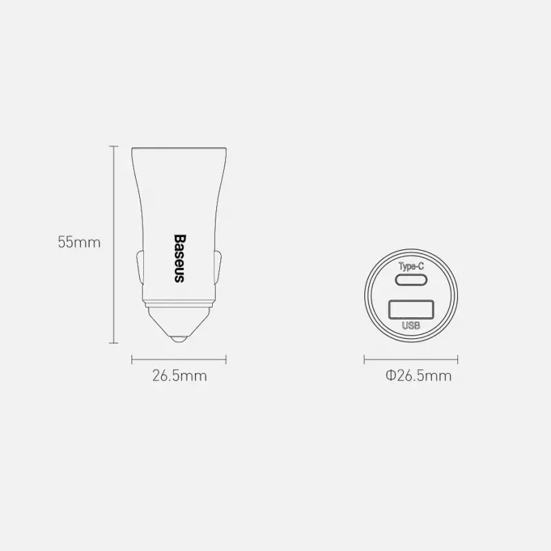 Auto-Ladegerät Baseus TZCCJD-0G 40W Dunkelgrau — USB-Fahrzeugnetzteil, 40W Ausgang