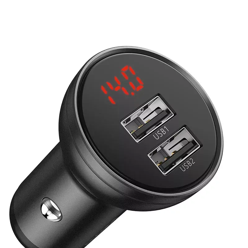 Auto-USB-Ladegerät Baseus AB2XUSBAKBK — 2× USB 2.0, 4,8 A, Zigarettenanzünder-Stromversorgung, schwarz/grau