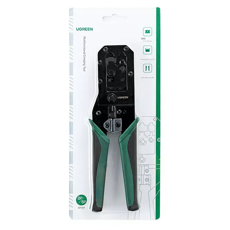 Crimpzange UGREEN NW136 für Ethernet RJ45/UTP-Kabel, Schwarz/Grün