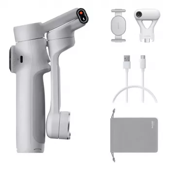 Gimbal Insta360 Flow 2 Standard Bundle — 3-Achsen-Smartphone-Stabilisator, faltbar, 1100-mAh-Akku, Stone Gray