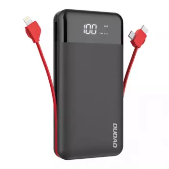 Powerbank Dudao K1Pro 20000 mAh 15 W mit 4 integrierten Kabeln, Schwarz