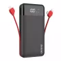 Powerbank Dudao K1Pro 20000 mAh 15 W mit 4 integrierten Kabeln, Schwarz