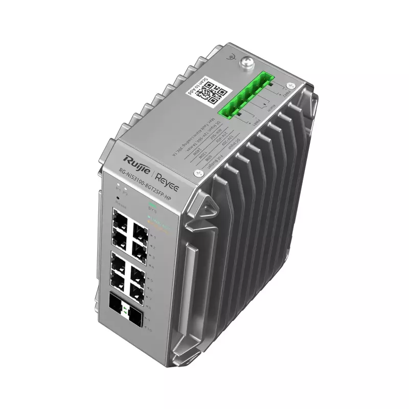 Managed L2 Netzwerk-Switch Ruijie RG-NIS3100-8GT2SFP-HP — 8× Gigabit RJ-45, 2× SFP, PoE, 12–56V DC, 20 Gbit/s, 8000 MAC, Grau