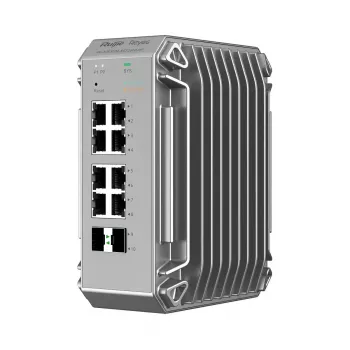 Managed L2 Netzwerk-Switch Ruijie RG-NIS3100-8GT2SFP-HP — 8× Gigabit RJ-45, 2× SFP, PoE, 12–56V DC, 20 Gbit/s, 8000 MAC, Grau