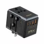 Reiseadapter Dudao A35Pro 35W mit 3× USB-C und 2× USB-A, Multi-Stecker EU/UK/AUS/US/JP – schwarz