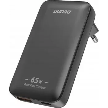Netzteil Dudao A65Q 65W GaN Reiseadapter USB-A / USB-C PD ultradünn EU/US schwarz