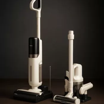 2-in-1-Stabstaubsauger Dreame MOVA Tech K30 MIX — kabellos, Akku, 18.000 Pa, 30 Min. Laufzeit, Trocken- & Nassreinigung, beutellos, 2,6 Ah, Schwarz/Weiß