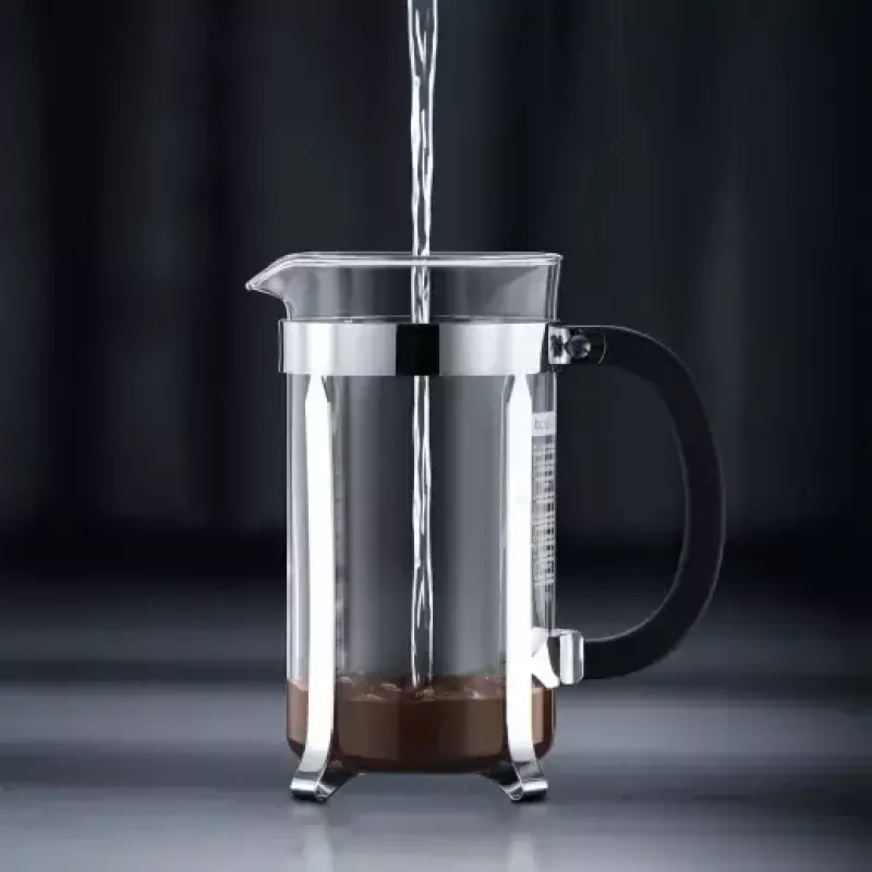 French Press Kaffeemaschine BODUM Chambord 8 Tassen, schwarzer Rahmen mit Chrom- und Glaskaraffe