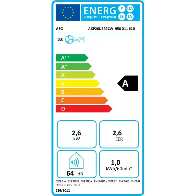 Tragbare Klimaanlage AEG AXP26U339CW 64 dB Weiß Energieklasse A