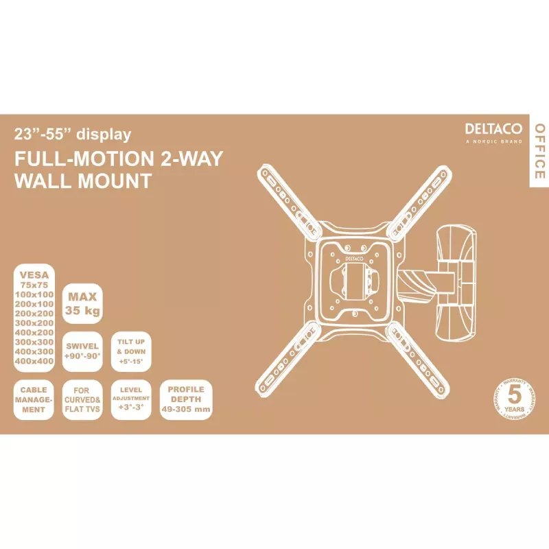 TV-Halterung Deltaco ARM-0256 139,7 cm (55 Zoll) Schwarz
