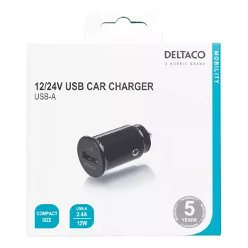 Auto-Ladegerät Deltaco USB-CAR123 Universal Schwarz