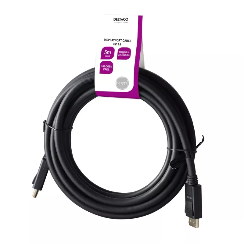 DisplayPort-Kabel Deltaco DP8K-1050-LSZH 5 m Schwarz