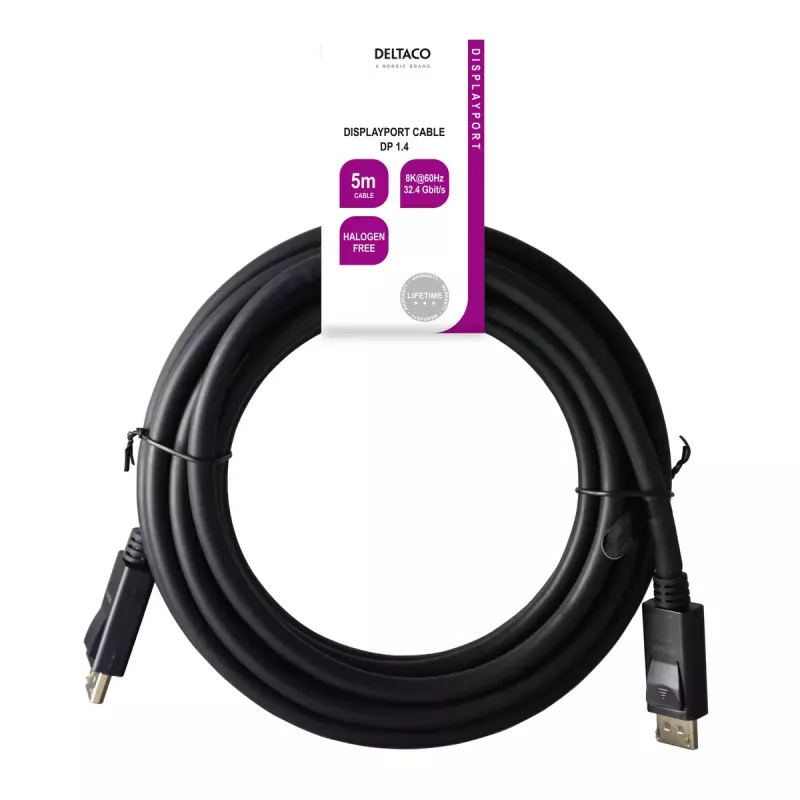 DisplayPort-Kabel Deltaco DP8K-1050-LSZH 5 m Schwarz