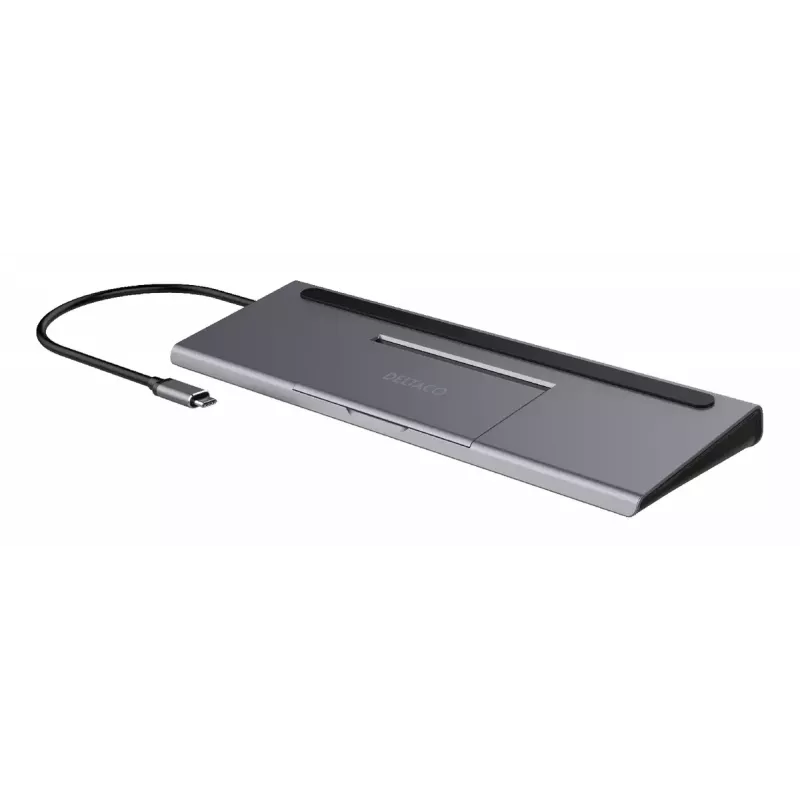 Laptop-Dock Deltaco USBC-DOCK2 Kabelgebunden USB 3.2 Gen 1 Typ-C Grau