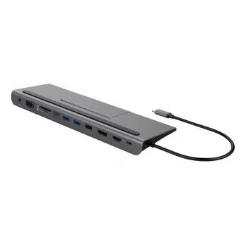 Laptop-Dock Deltaco USBC-DOCK2 Kabelgebunden USB 3.2 Gen 1 Typ-C Grau