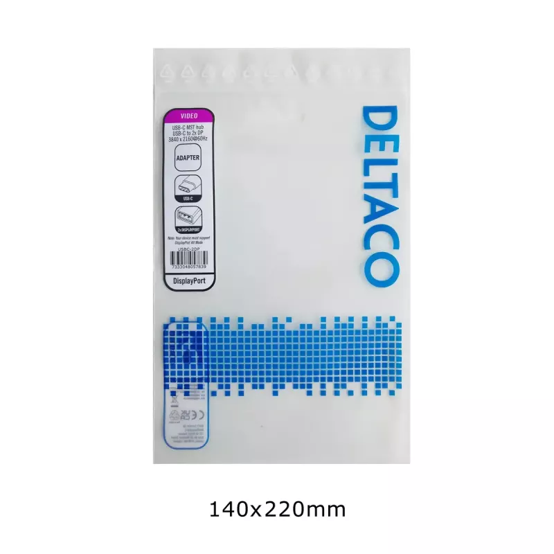 Deltaco USBC-2DP Videokabel-Adapter 0,1 m USB Type-C 2 x DisplayPort Schwarz