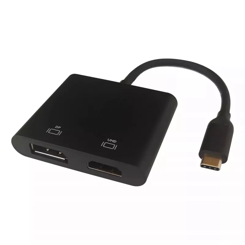 Deltaco USBC-HDDP Videokabel-Adapter 0,1 m USB Type-C HDMI DisplayPort Schwarz