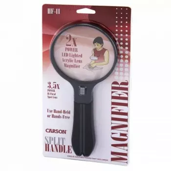 Lupe Carson Split Handle HF-11 — 3,5-fache Handlupe, schwarz/transparent, AAA-Batterie