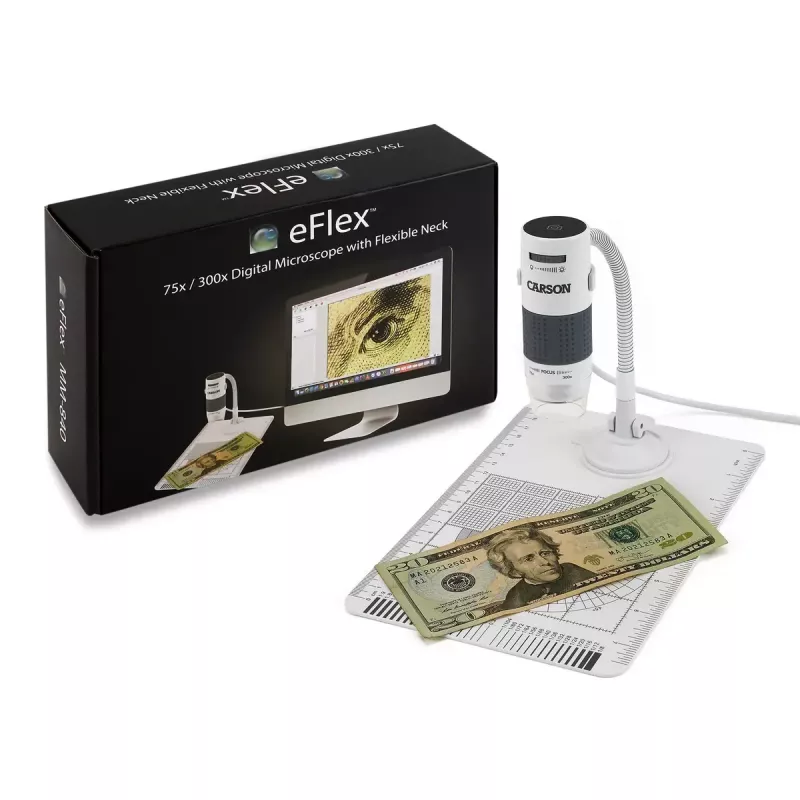 Digitales Mikroskop Carson EFLEX 300x, 75–300× Vergrößerung, 1600×1200 Kamera, grau/weiß