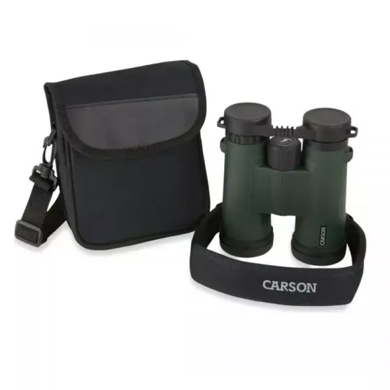 Fernglas Carson JR Series 10x42 BaK-4, kompaktes Dachkantprisma, schwarz/grün