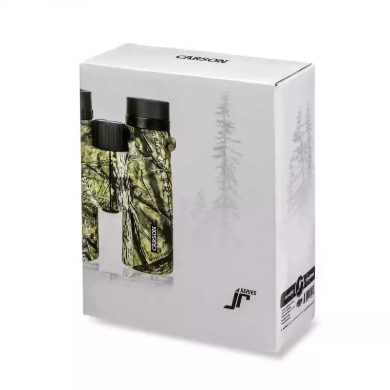 Fernglas Carson JR 10x42 BAK-4 Dachkant, kompaktes Tarnmuster-Design, 127×50,8×160 mm
