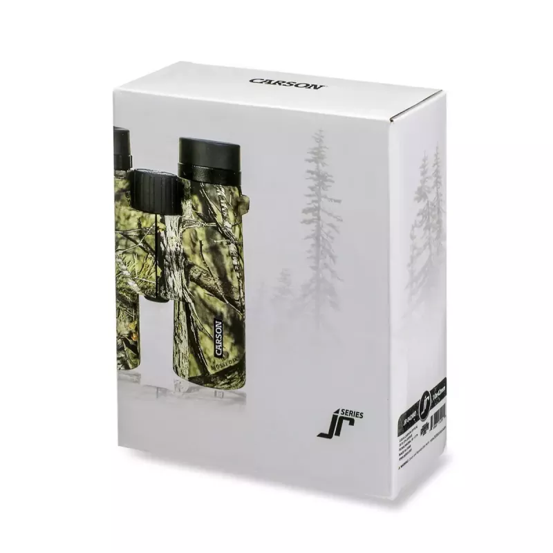 Fernglas Carson JR 10x42 BAK-4 Dachkant, kompaktes Tarnmuster-Design, 127×50,8×160 mm