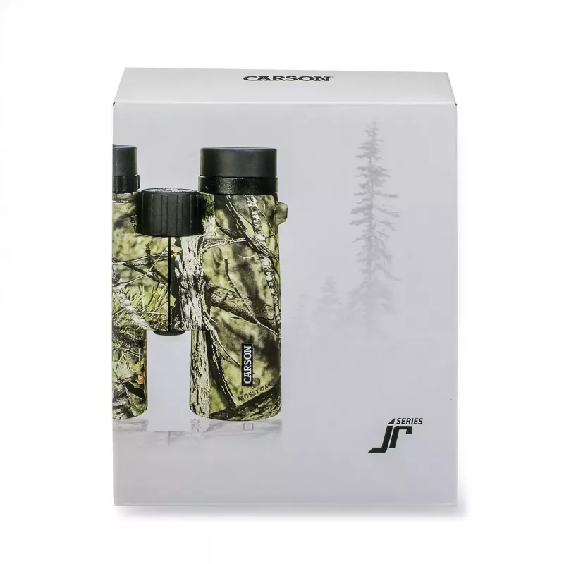 Fernglas Carson JR 10x42 BAK-4 Dachkant, kompaktes Tarnmuster-Design, 127×50,8×160 mm