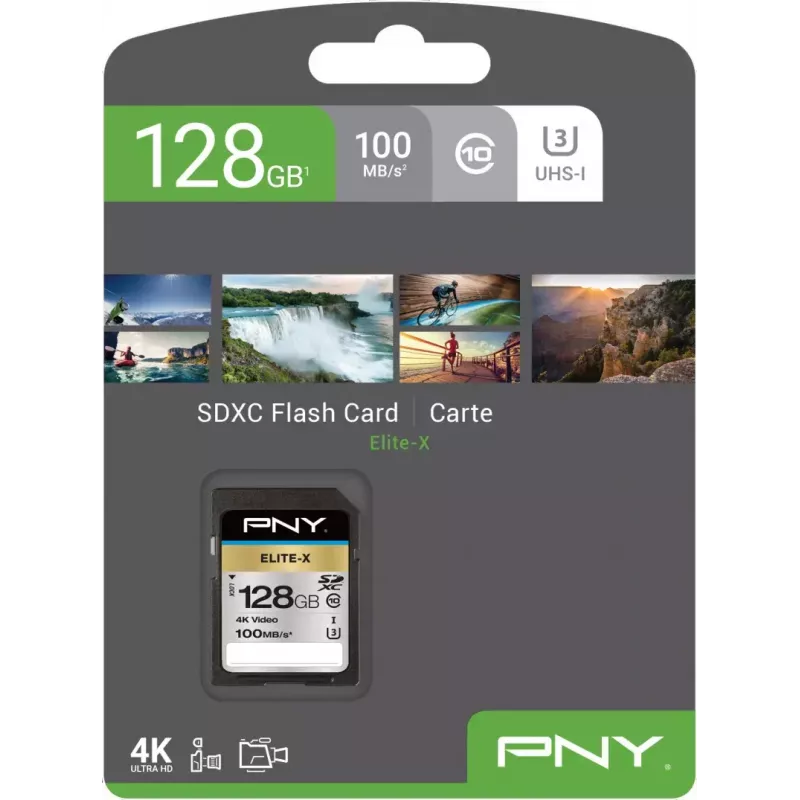 SDXC-Speicherkarte PNY Elite-X 128 GB, UHS-I, Class 10, U3, 100 MB/s Lesen