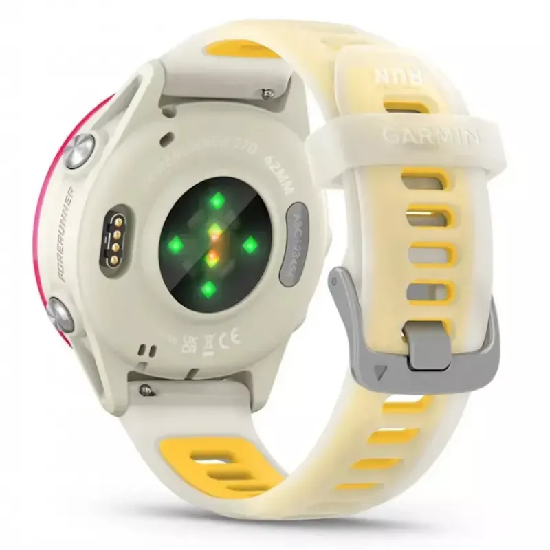 Sport-Smartwatch GARMIN Forerunner 570 42 mm, 1,2 Zoll AMOLED 390×390, GPS, Wi‑Fi, 8 GB, 42 g, Silikonarmband