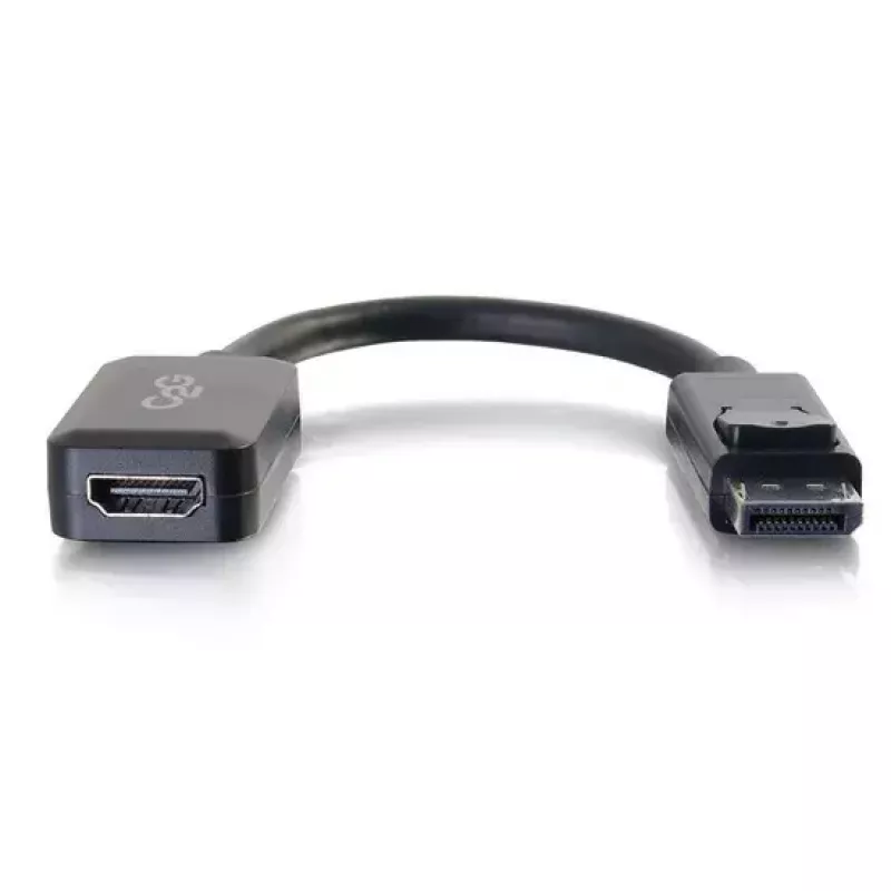 C2G 8in DisplayPort-Stecker auf HDMI-Buchse Adapterkonverter Schwarz