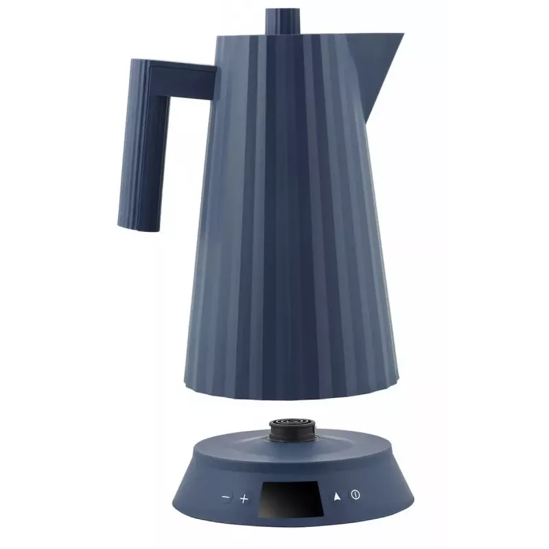 Elektrischer Wasserkocher Alessi Plissé 1,0 L 2200 W blau, thermoplastisches Harz, verdeckter Sockel, automatische Abschaltung