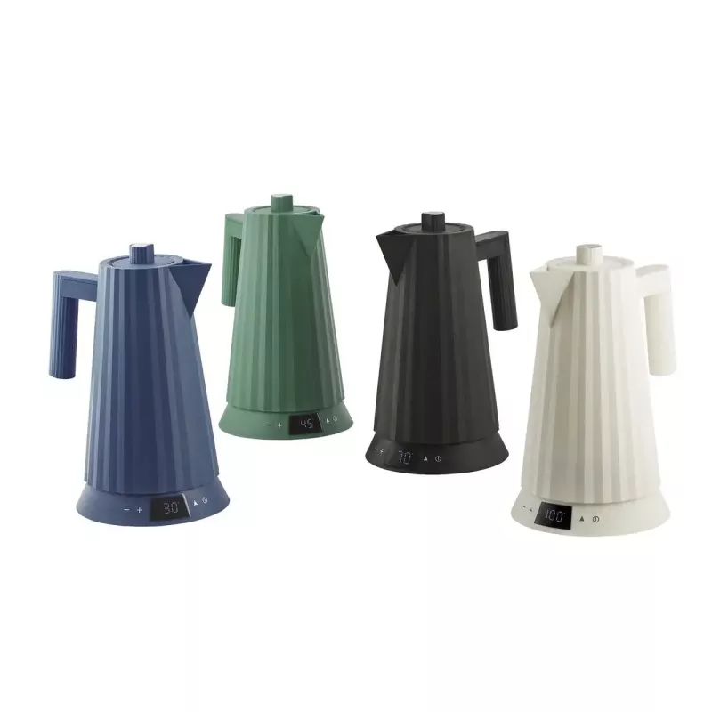 Elektrischer Wasserkocher Alessi Plissé 1,0 L 2200 W blau, thermoplastisches Harz, verdeckter Sockel, automatische Abschaltung