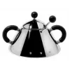 Zuckerdose Alessi 9097 B Edelstahl Höhe 80 mm Durchmesser 10,5 cm schwarz und Edelstahl