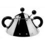 Zuckerdose Alessi 9097 B Edelstahl Höhe 80 mm Durchmesser 10,5 cm schwarz und Edelstahl