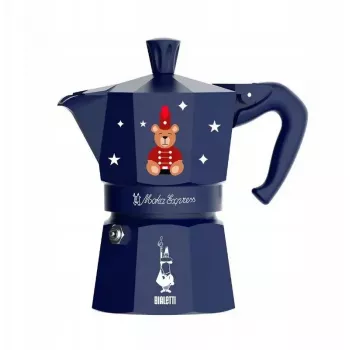 Mokkakanne BIALETTI Moka Express 3 Tassen 150 ml, Joyful Christmas Blue