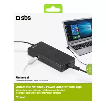 Netzteil SBS Portable 90 W für Notebooks Innenbereich Schwarz 2,2 m
