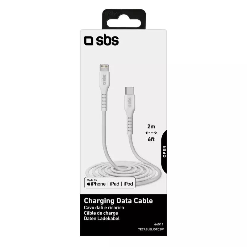 Lightning auf USB-C Kabel SBS Mobile TECABLELIGTC2W — 2 m, Weiß
