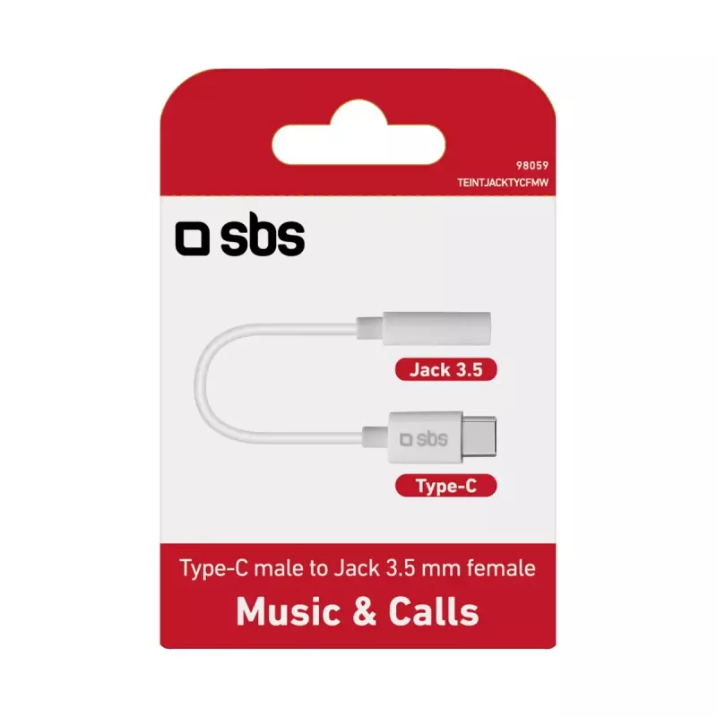 Mobiles Kabel SBS TEINTJACKTYCFMW Weiß 0,09 m 3,5 mm USB-C