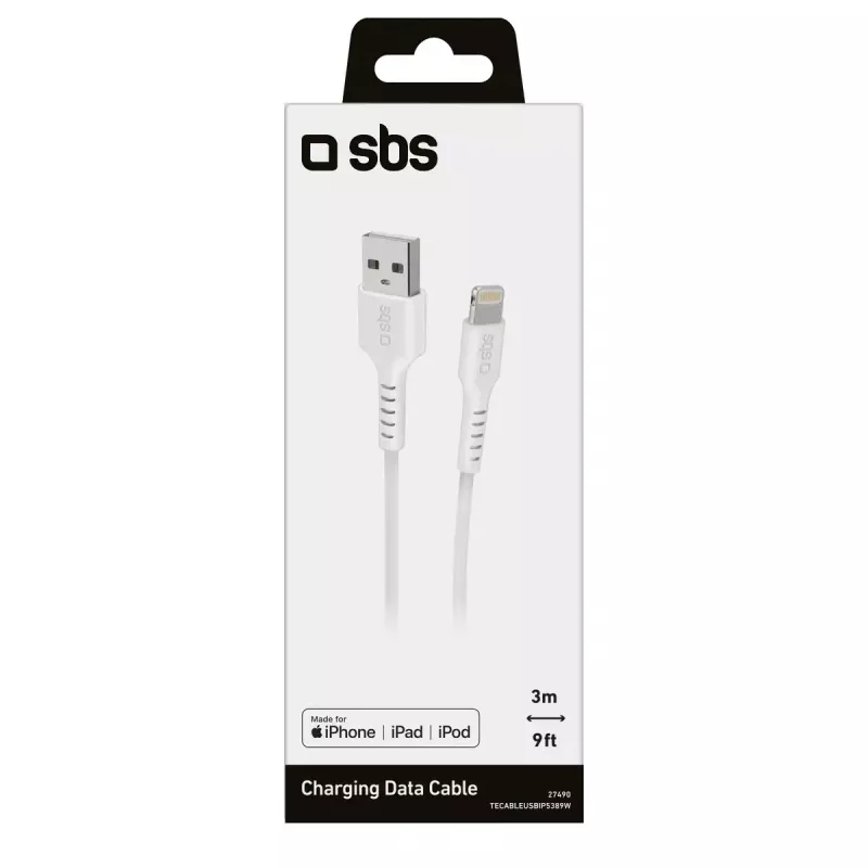 Lightning-Kabel SBS TECABLEUSBIP5389W 3 m Weiß USB A