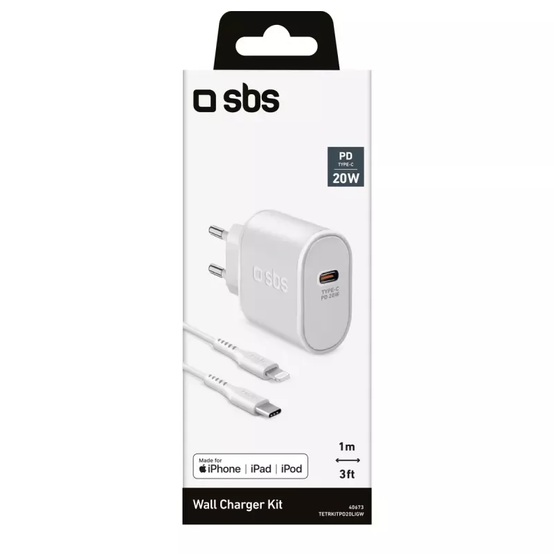 Mobilgeräteladegerät SBS TETRKITPD20LIGW Schnellladung Indoor Weiß