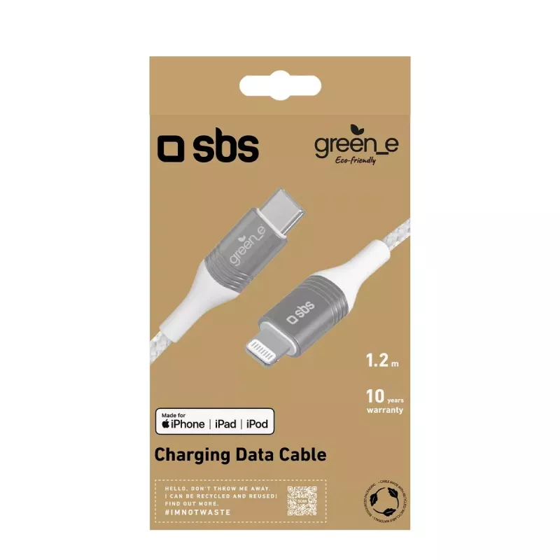 Lightning-Kabel SBS GRECABLELIGTC12BW 1,2 m Silber Weiß