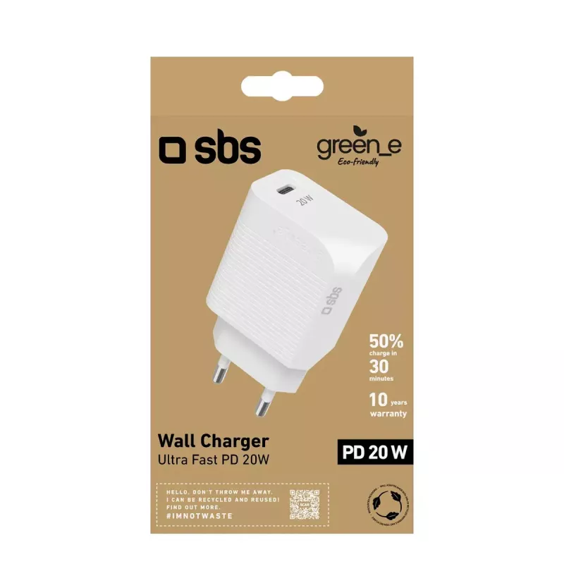 Ladegerät für Mobilgeräte SBS GRETR1CPD20W Universal Weiß AC Schnellladung