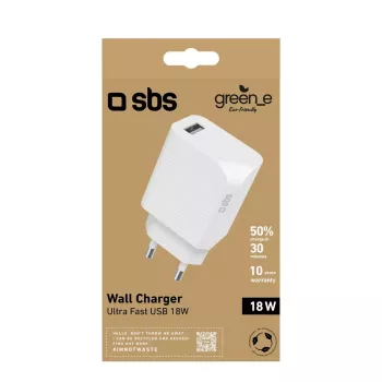 Mobiles Ladegerät SBS GRETR1USB18W Universal Weiß AC Schnellladung