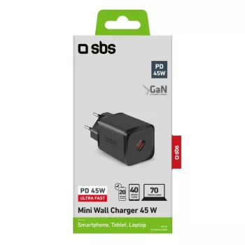 Mobile device charger SBS TETRGAN1C45W Fast charging Indoor Schwarz