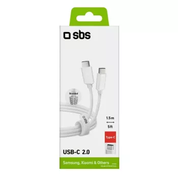 USB-C-auf-USB-C-Kabel SBS Mobile TECABLETISSUETCCG, USB 2.0, 1,5 m, weiß