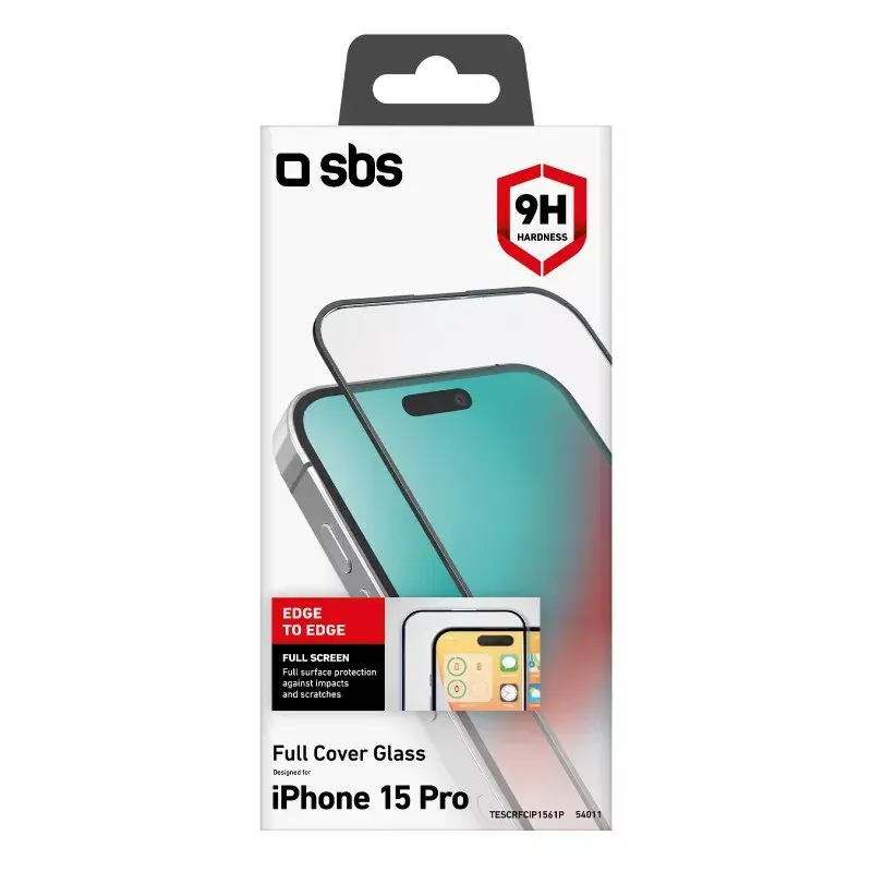 Display-/Rückseitenschutzfolie SBS für iPhone 15 Pro, Silikon + gehärtetes Glas, transparent, 1 Stück