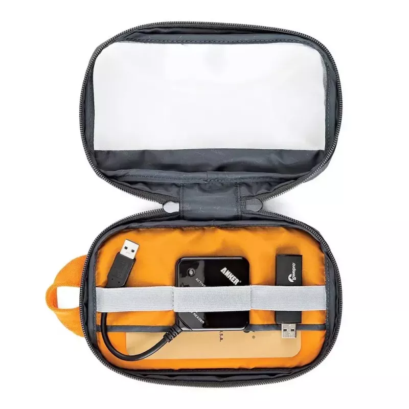 Lowepro GearUp Pouch Mini Tasche Nylon Polyester Ripstop Grau Orange