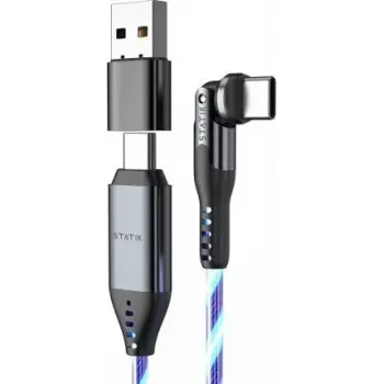 USB-C 2-in-1-Kabel STATIK PowerPivot Pro 2 m drehbarer Stecker blaues Leuchten